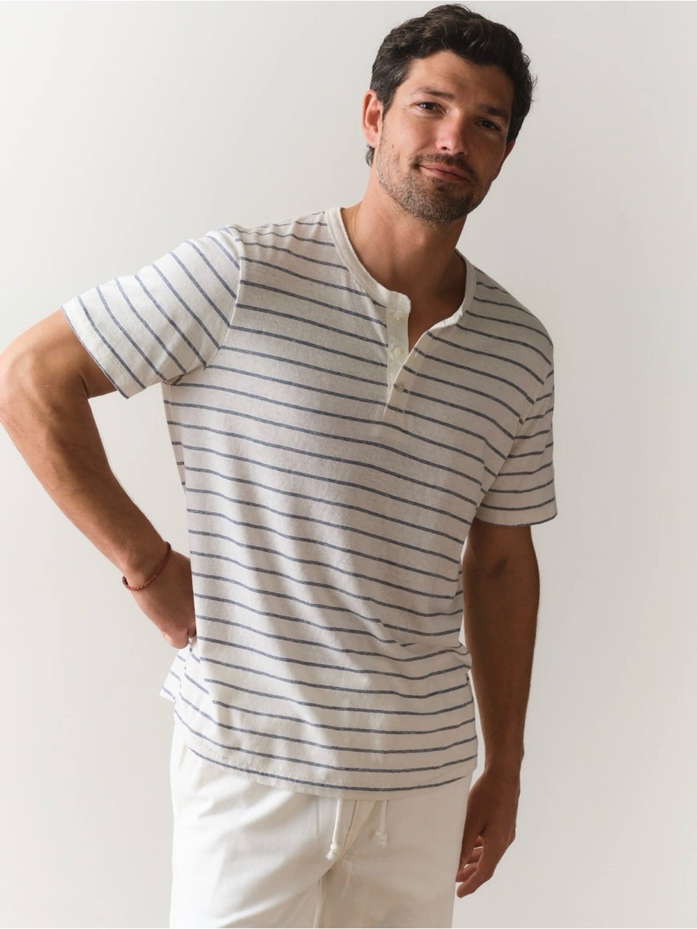 Marine Layer Short Sleeve Hem Cotton Henley